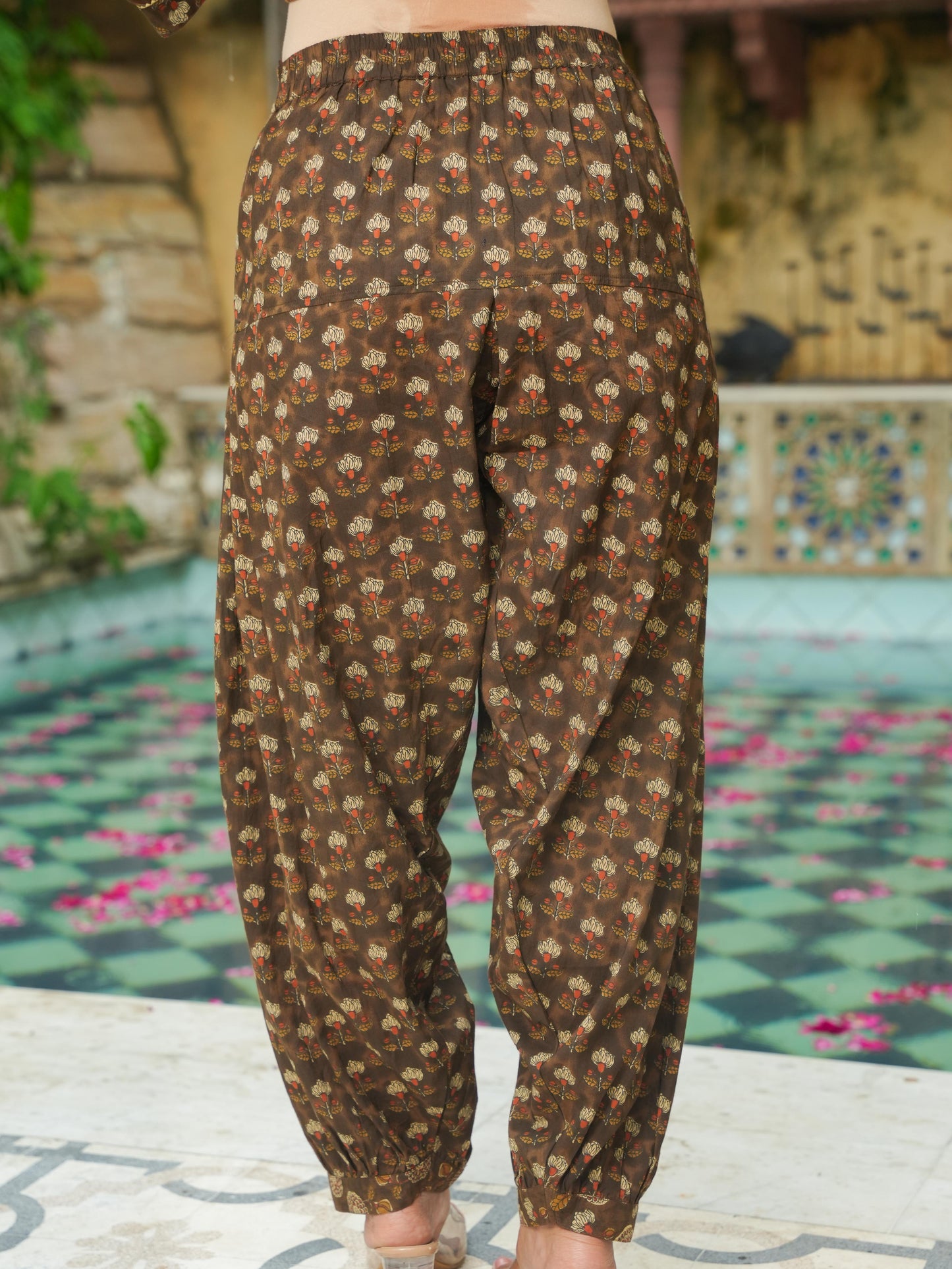 Soft Cotton Floral Straight Brown Kurta