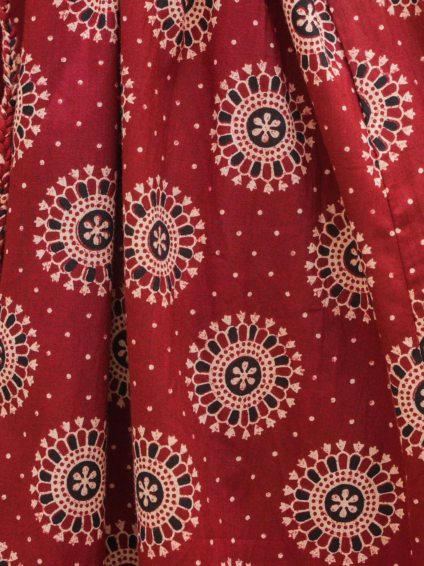 Soft Cotton Ajrakh Flared Red Dress