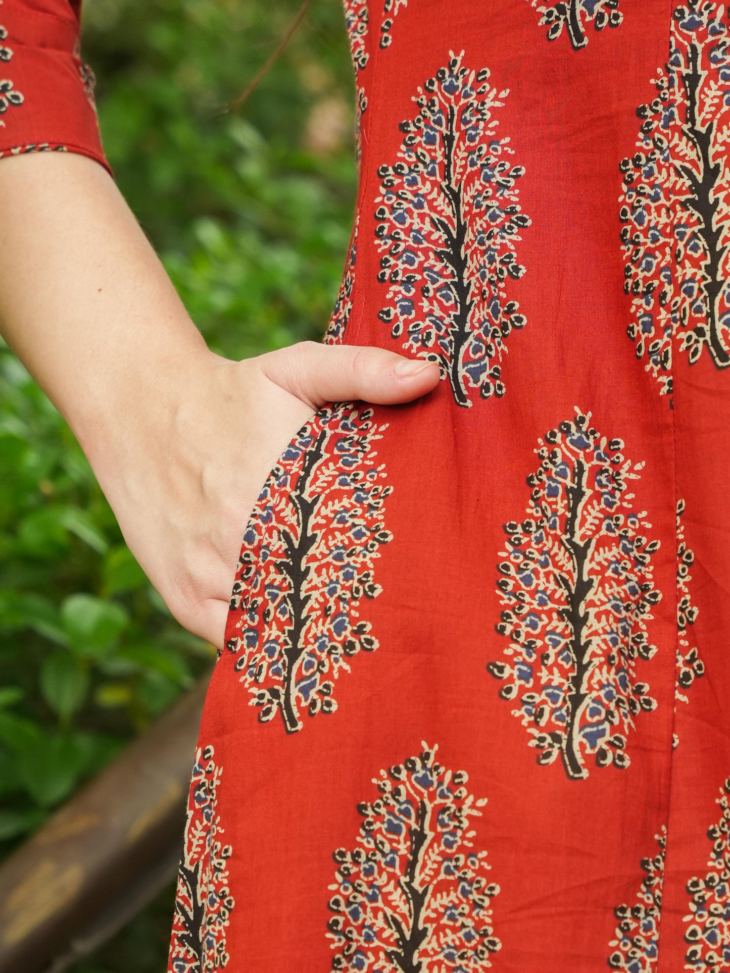 Soft Cotton Floral A-line Rust Kurta