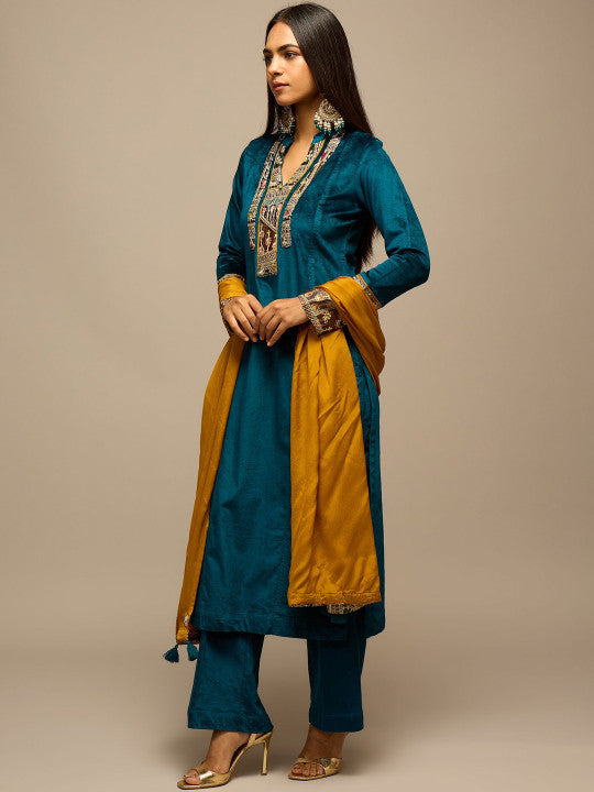 STADO Women Ethnic Motifs Embroidered Kurta with Trousers & Dupatta