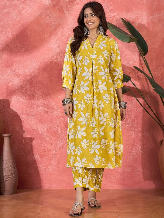 Printed Pure Cotton Tunic With Trouser Co-Ords