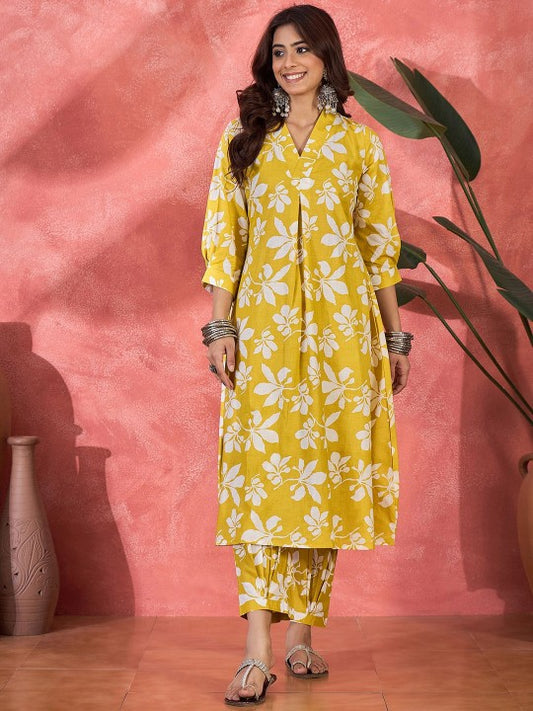 Printed Pure Cotton Tunic With Trouser Co-Ords