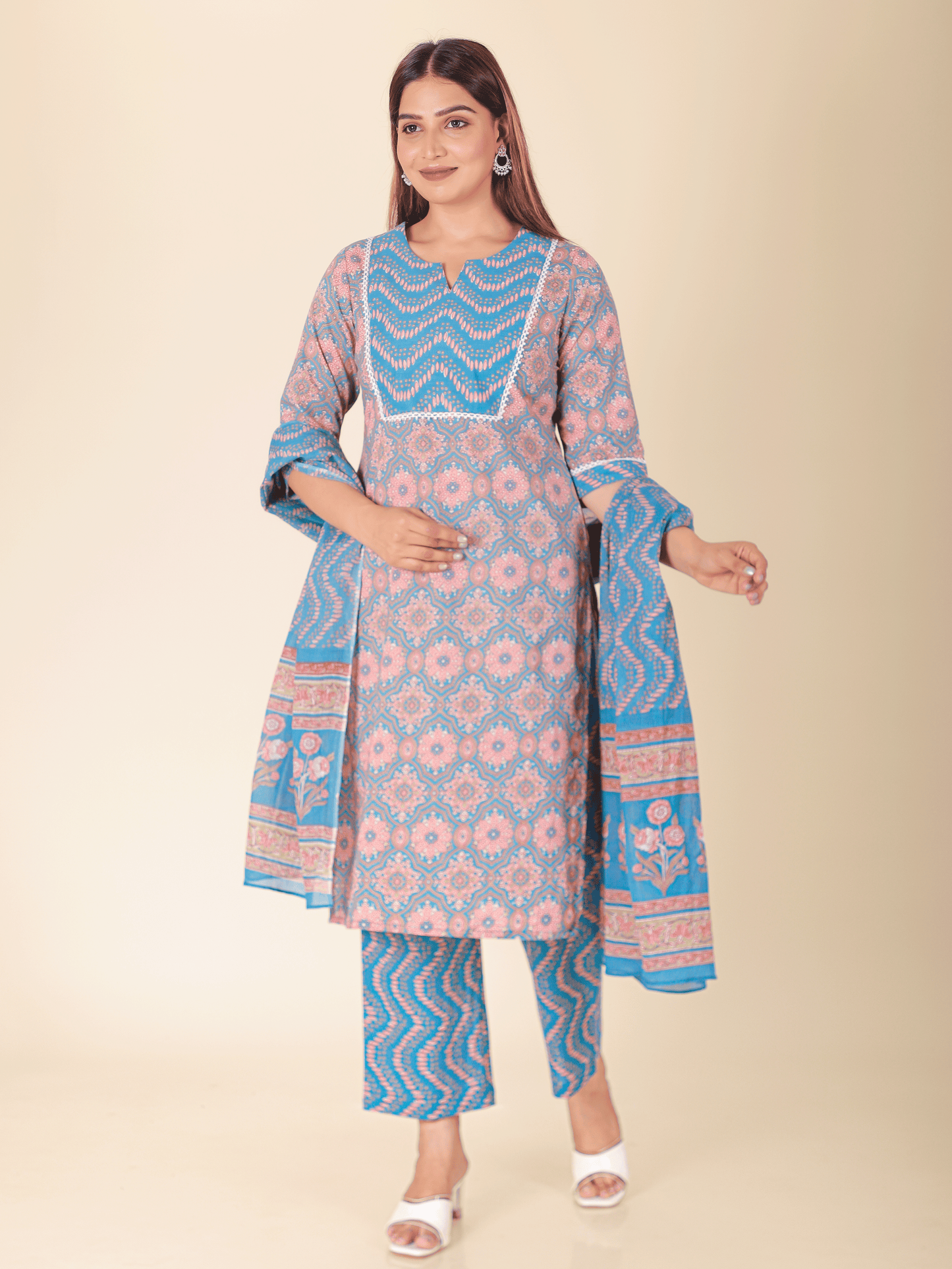 Soft Cotton Floral Straight Multicolor Kurta