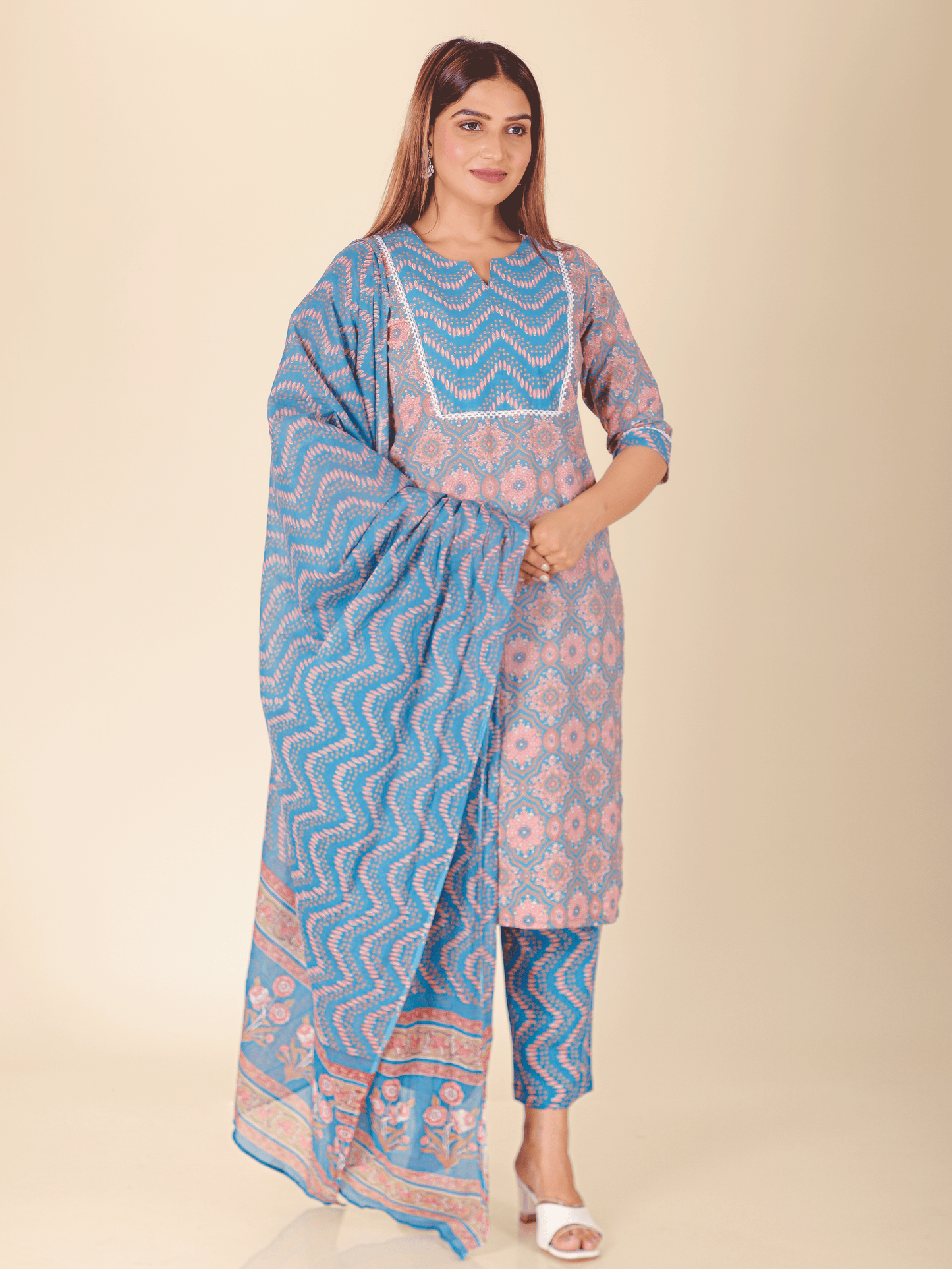 Soft Cotton Floral Straight Multicolor Kurta