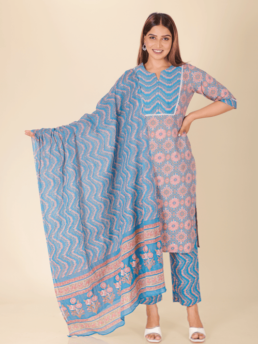 Soft Cotton Floral Straight Multicolor Kurta