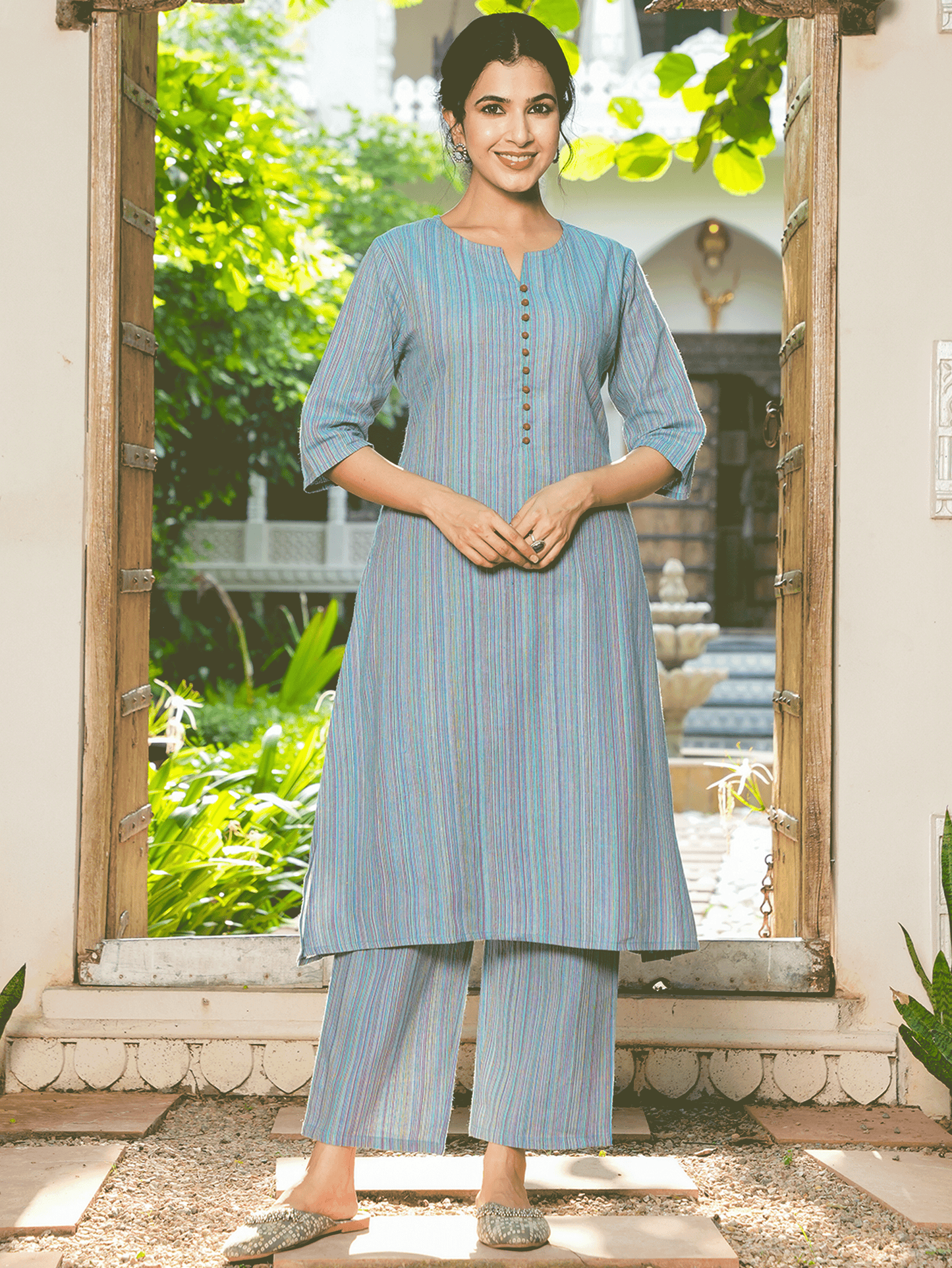 Blend Cotton Woven Design Kurta