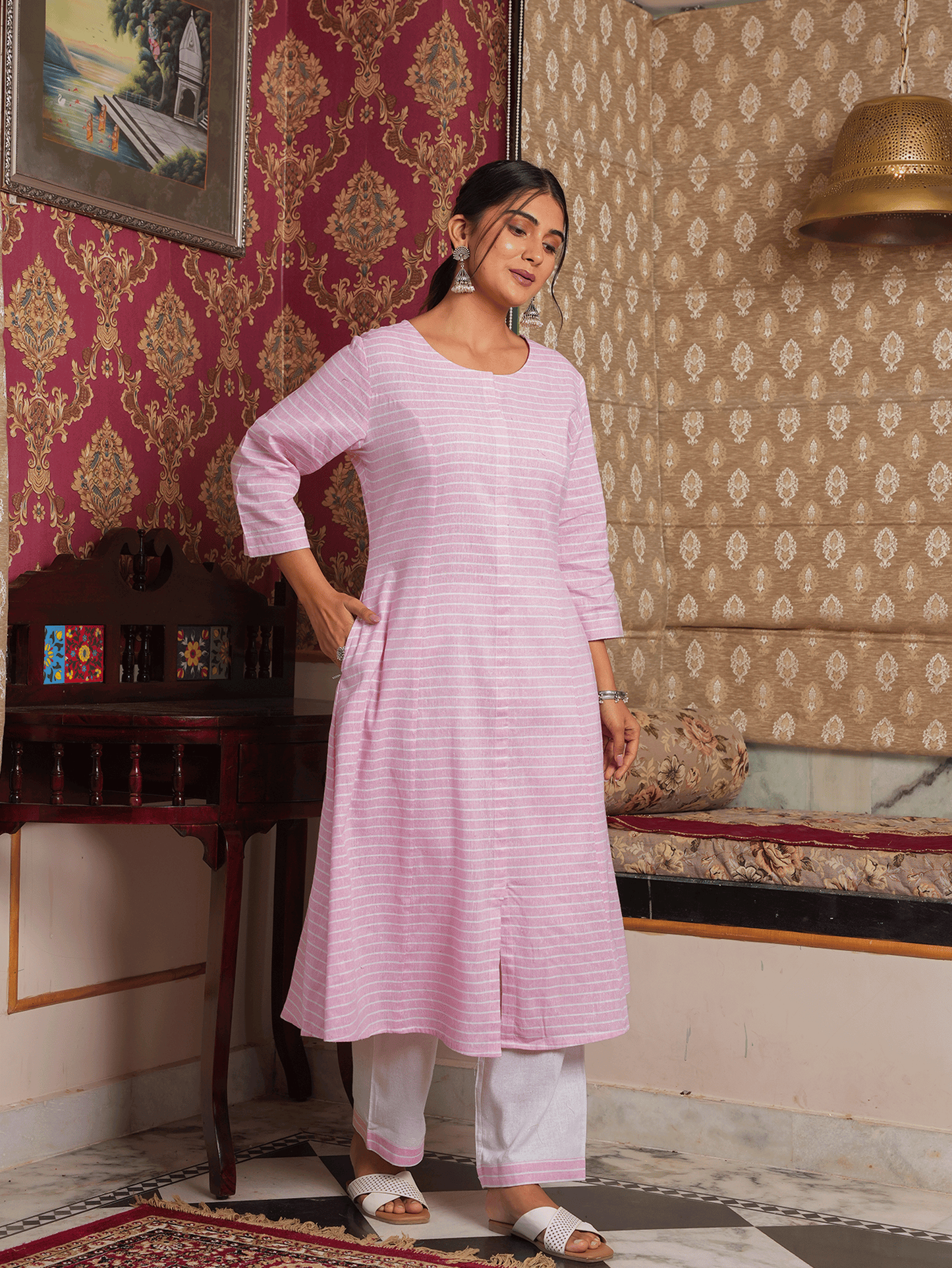 Blend Cotton Striped Kurta