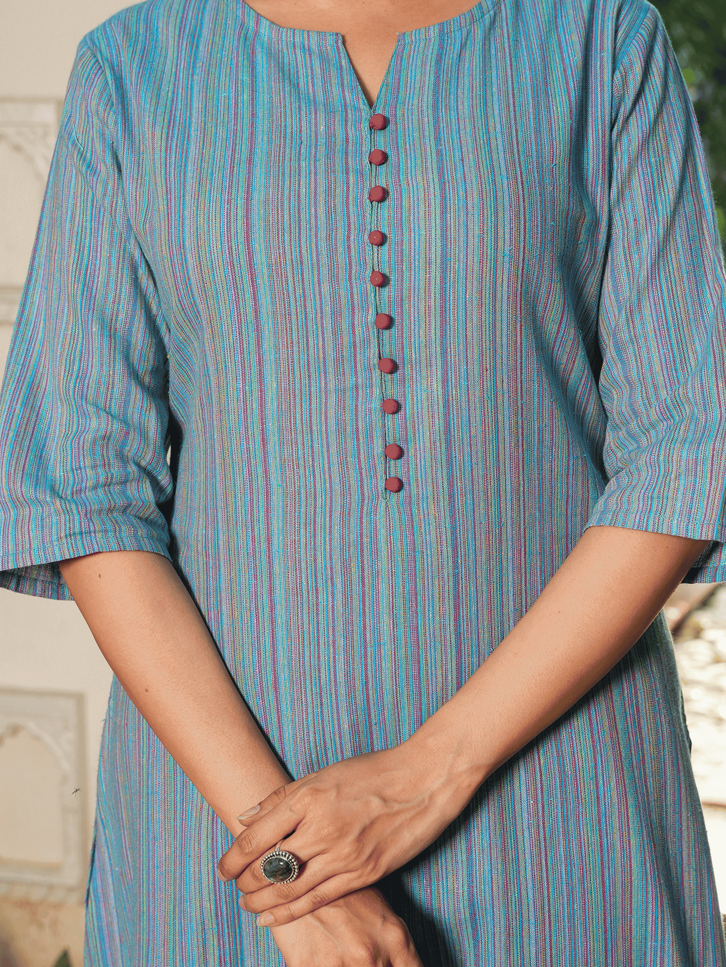 Blend Cotton Woven Design Kurta