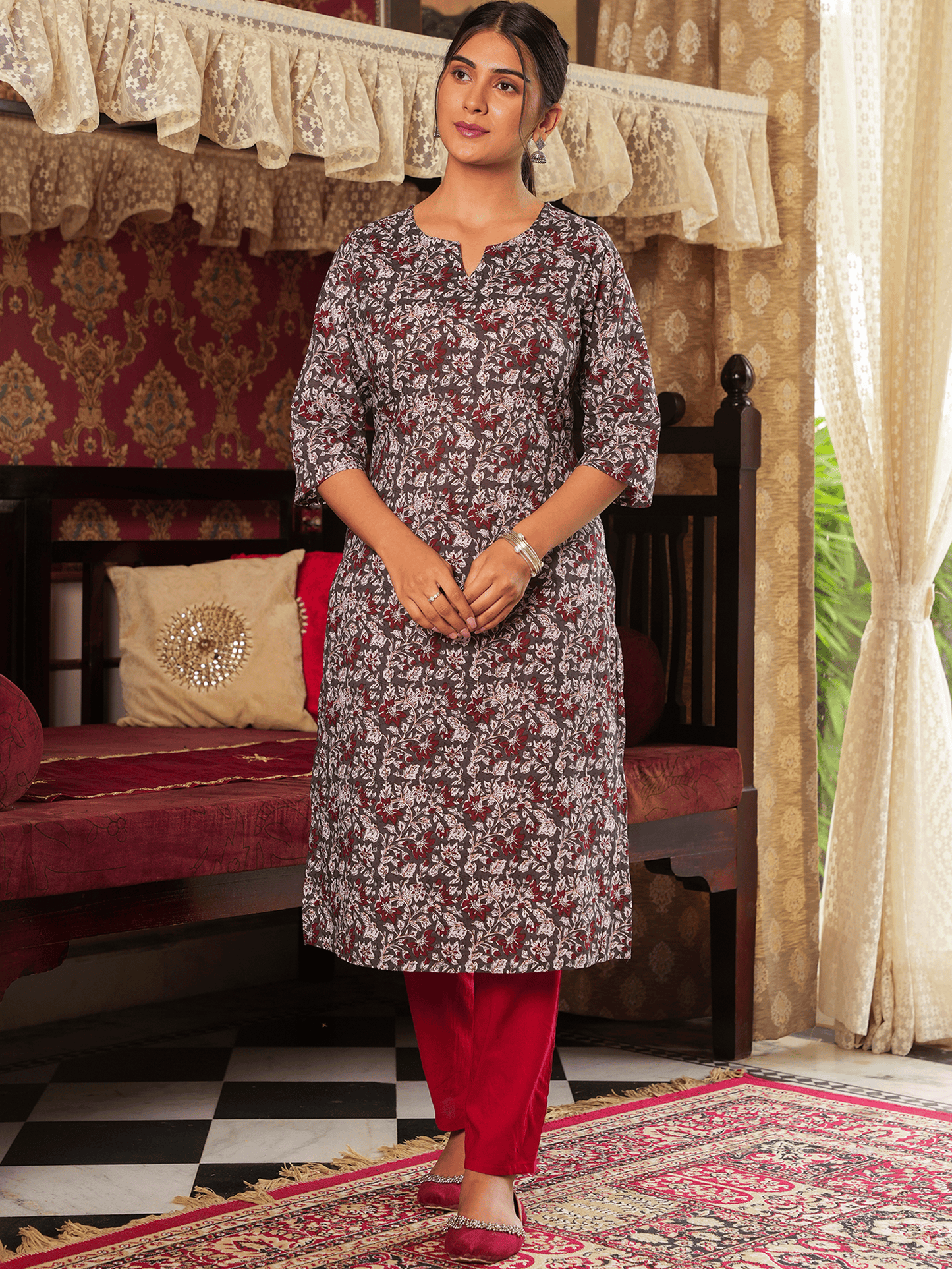 Soft Cotton Floral Kurta