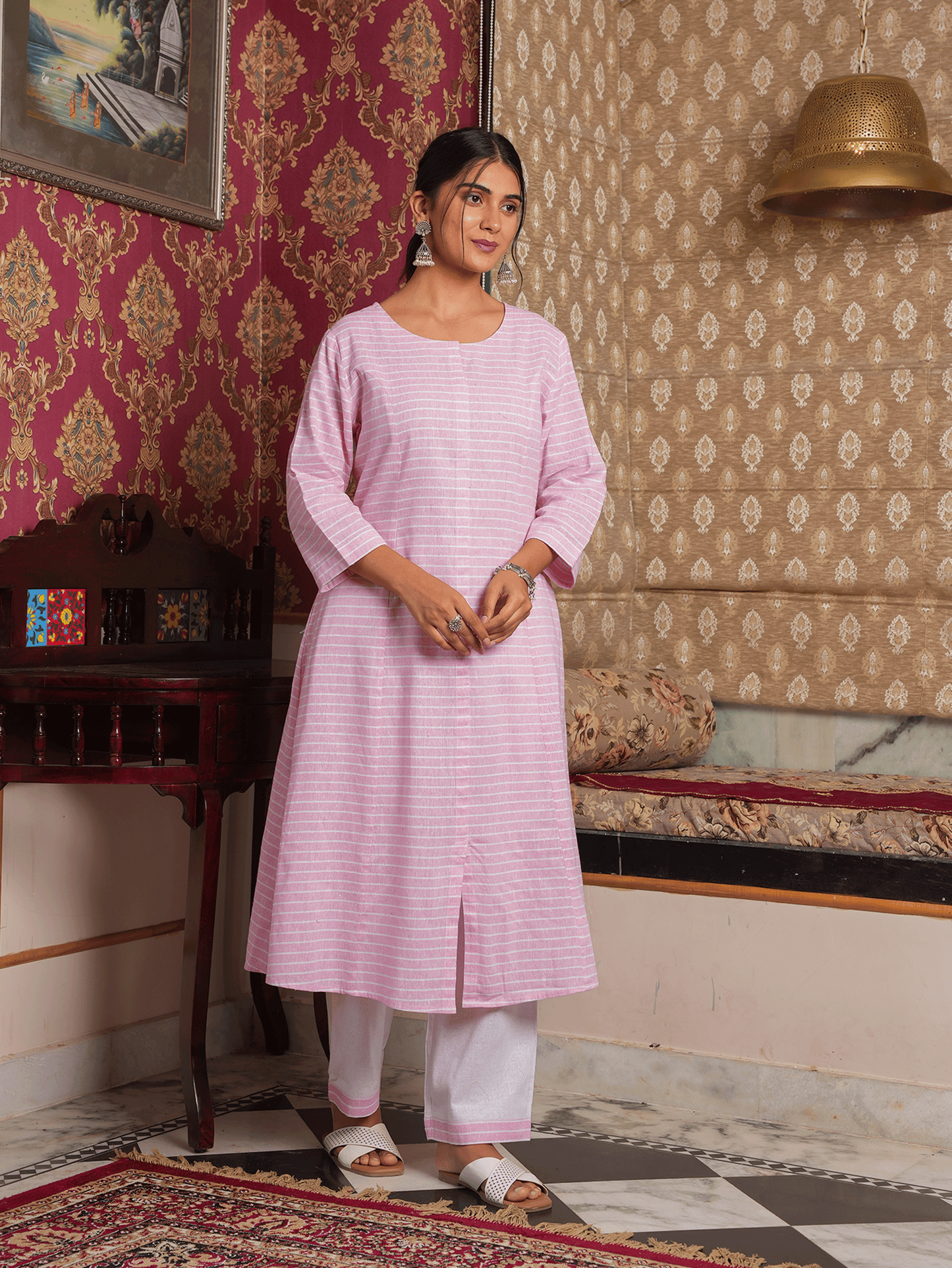 Blend Cotton Striped Kurta