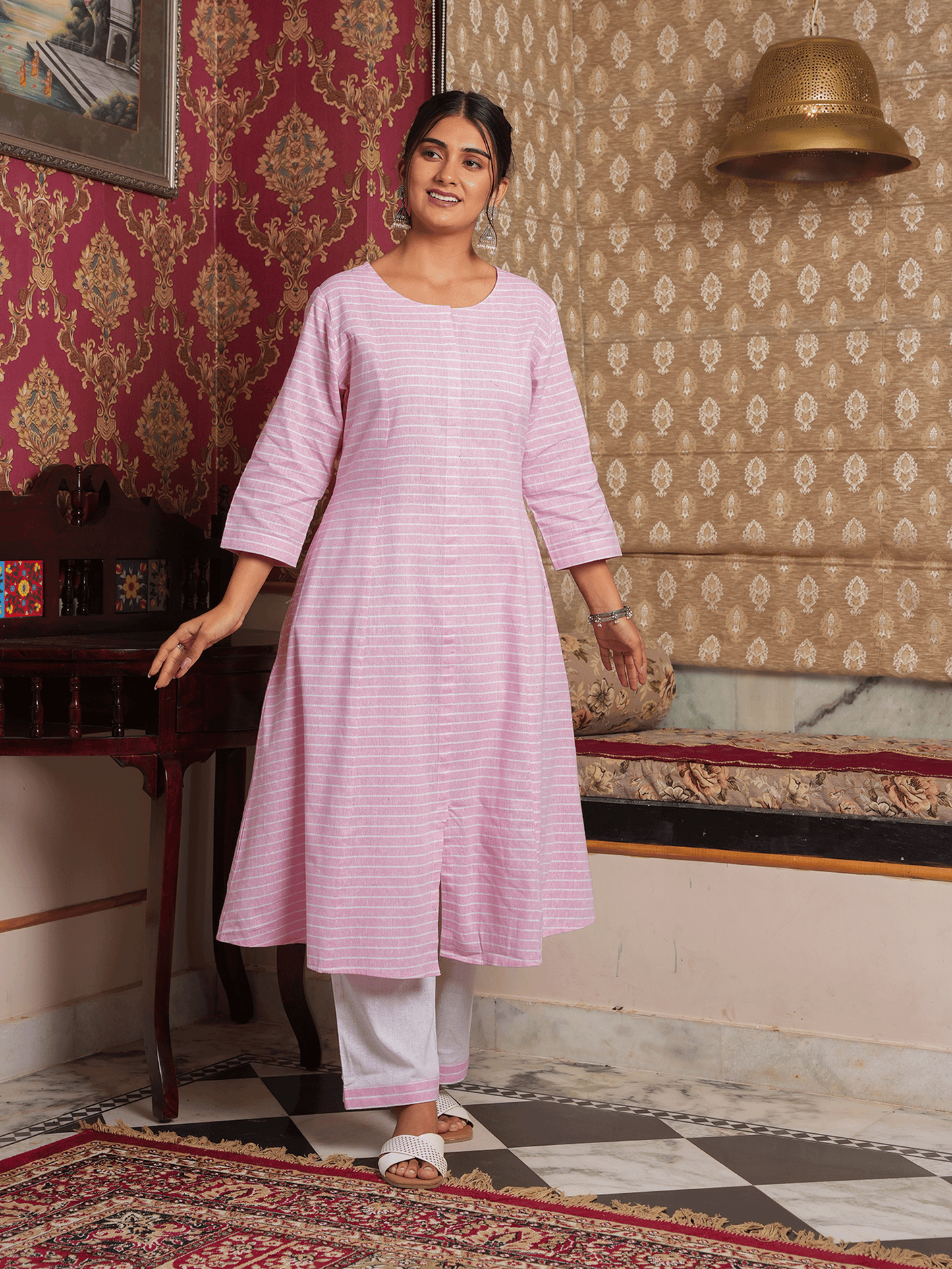 Blend Cotton Striped Kurta