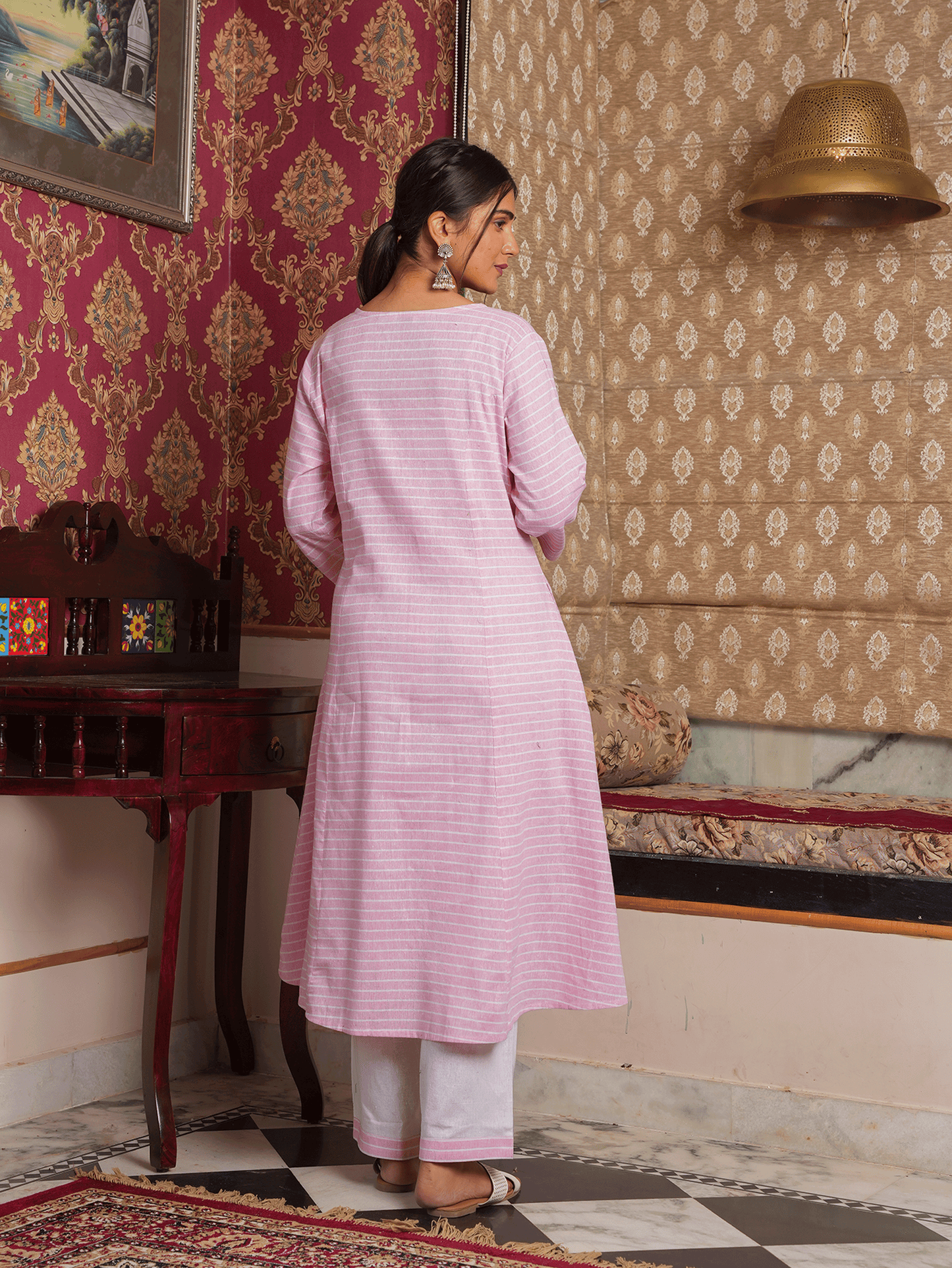 Blend Cotton Striped Kurta