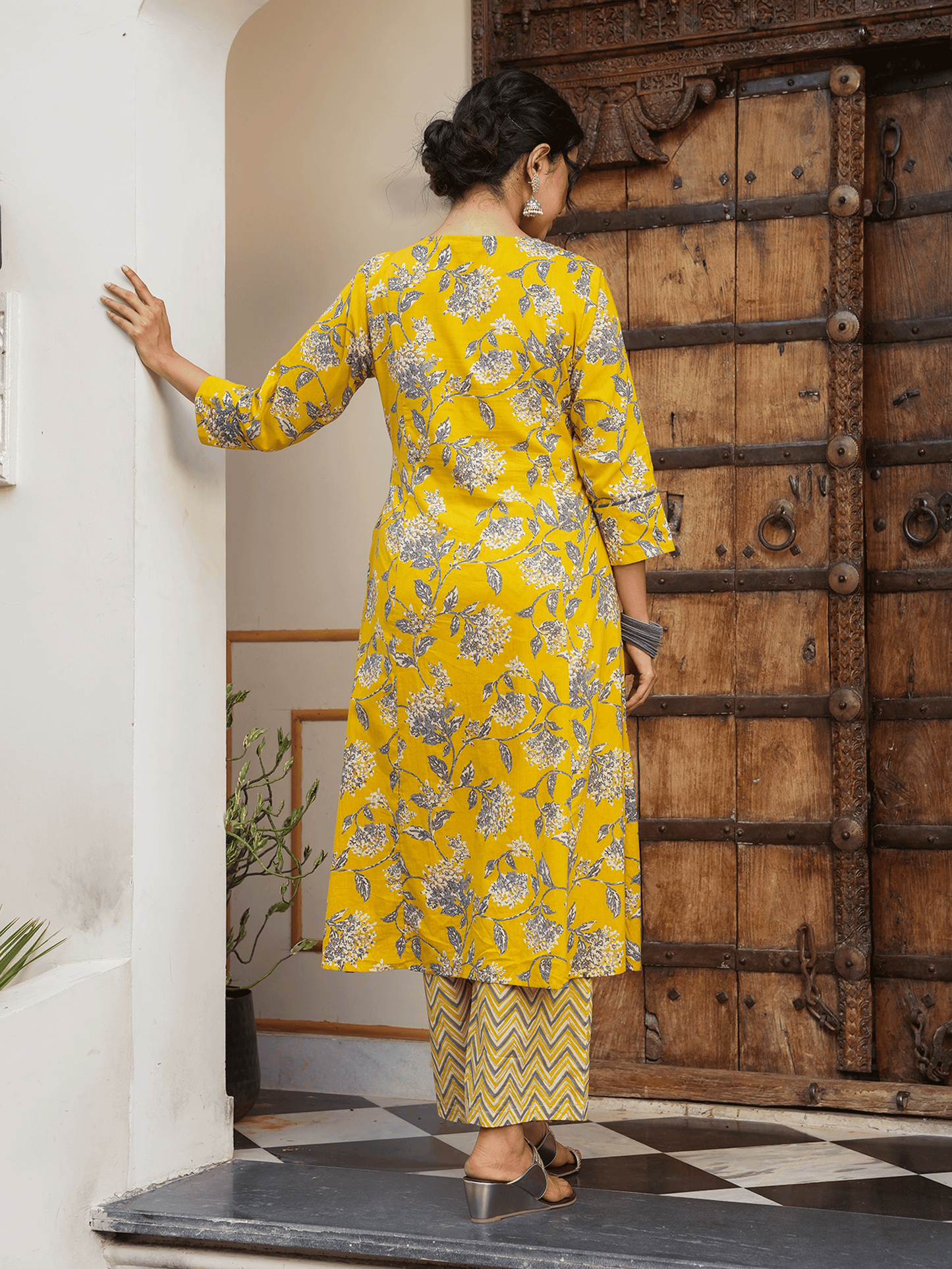 Soft Cotton Gold foil Kurta