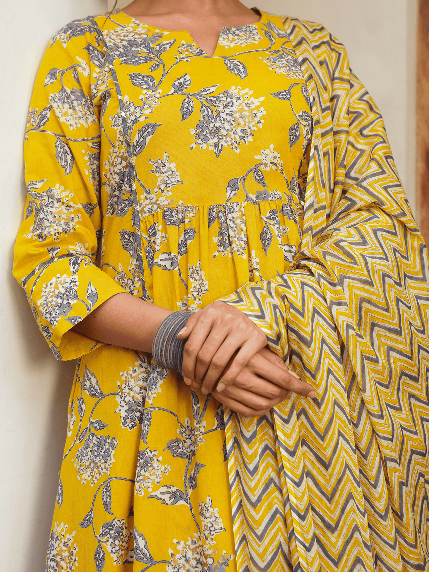 Cotton Voile Chevron Yellow Dupatta