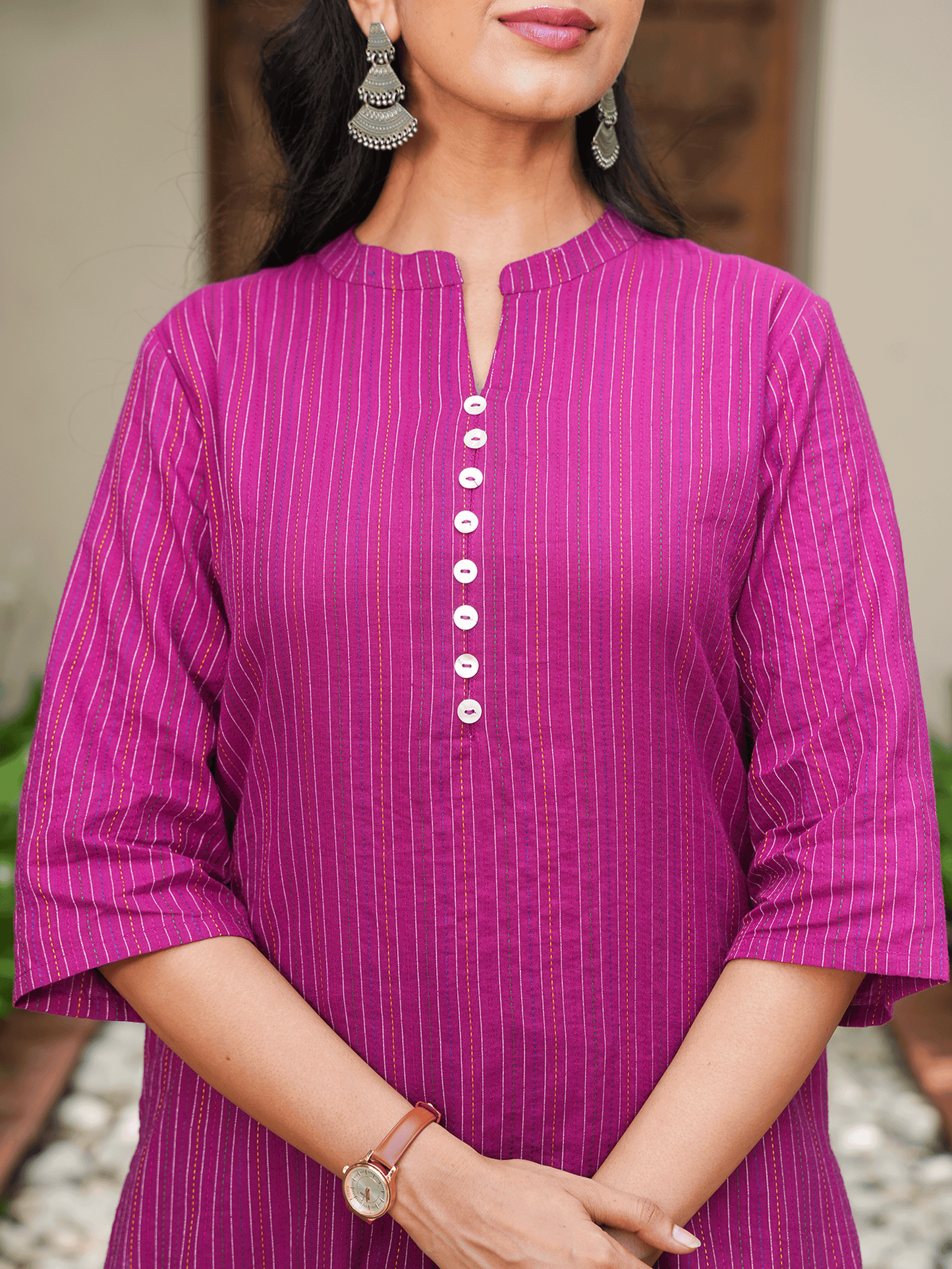 Kantha Cotton Woven Design Kurta