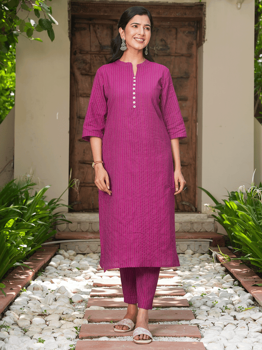 Kantha Cotton Woven Design Kurta