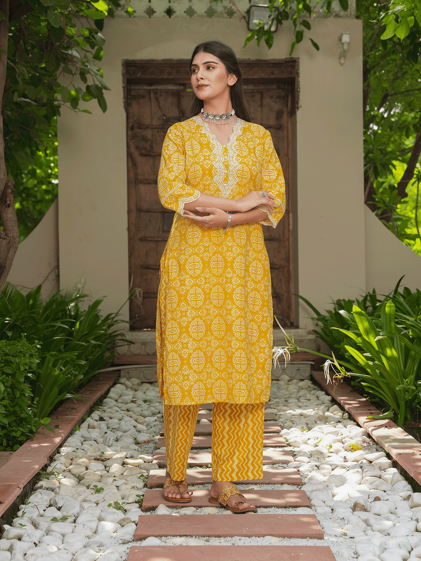 Soft Cotton Geometric Kurta