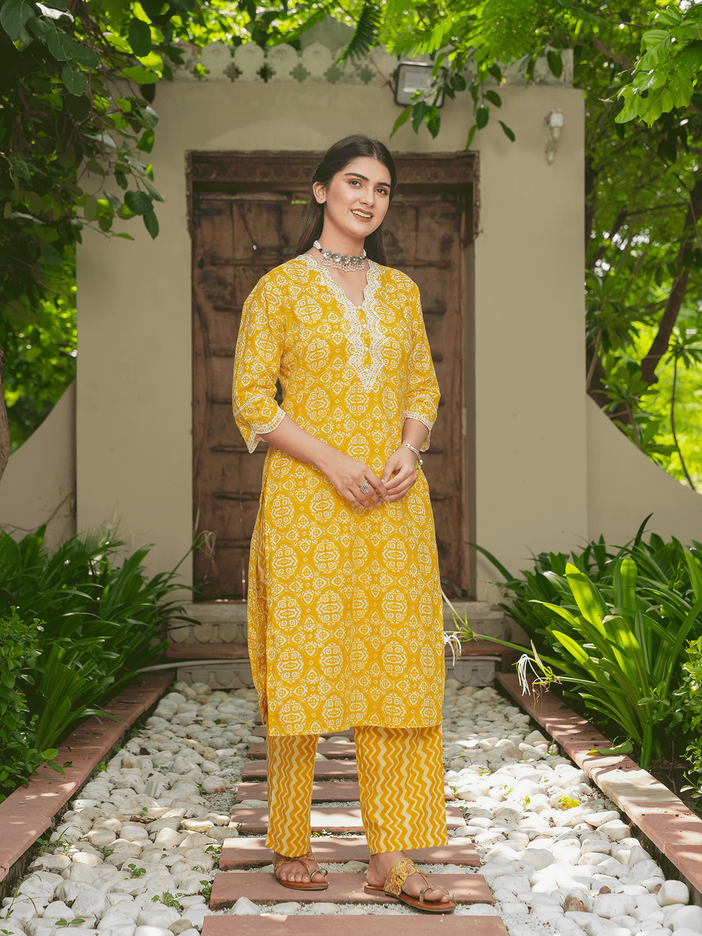 Soft Cotton Geometric Kurta