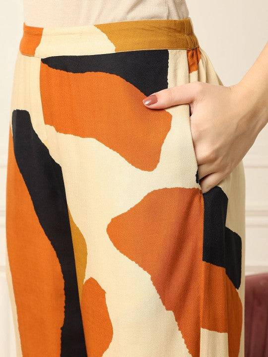 DEEBACO Abstract Printed Tunic With Salwar
