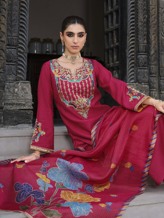 AUTUMN LANE Women Ethnic Motifs Printed Kurta with Trouser & Dupatta
