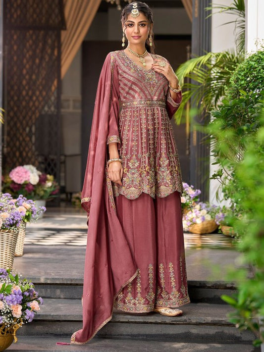 Indo Era Floral Embroidered Sequinned Chinon A-Line Kurta