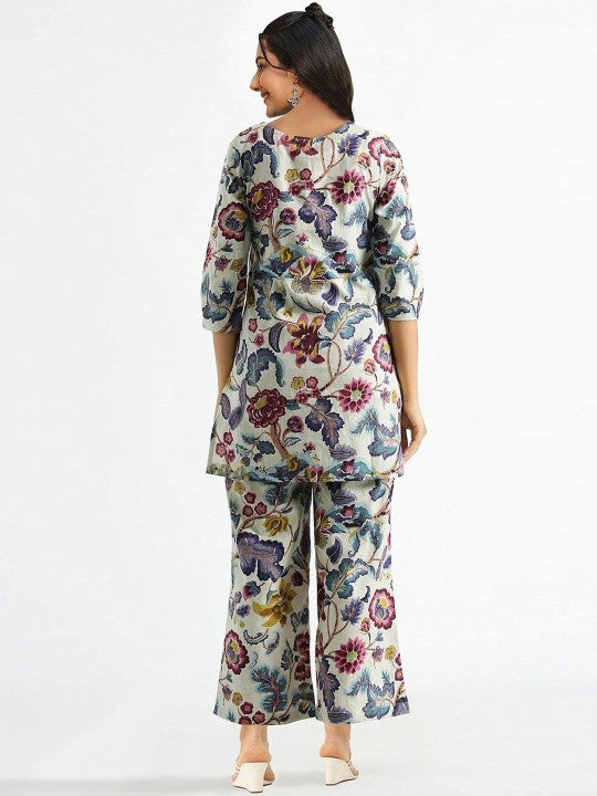 Printed Pure Cotton Tunic & Palazzo Co-Ord