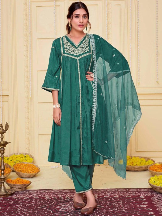 BulBul Women Floral Embroidered Regular Thread Work A-Line Kurta