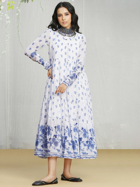 Printed Cotton Tiered Maxi Dress