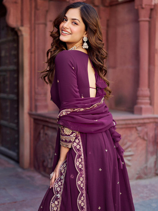 all about you Women Ethnic Motifs Embroidered Anarkali Kurta with Trousers & Dupatta