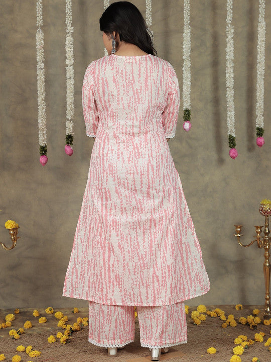 Aramya Women Regular Pure Cotton Kurta with Palazzos & With Dupatta