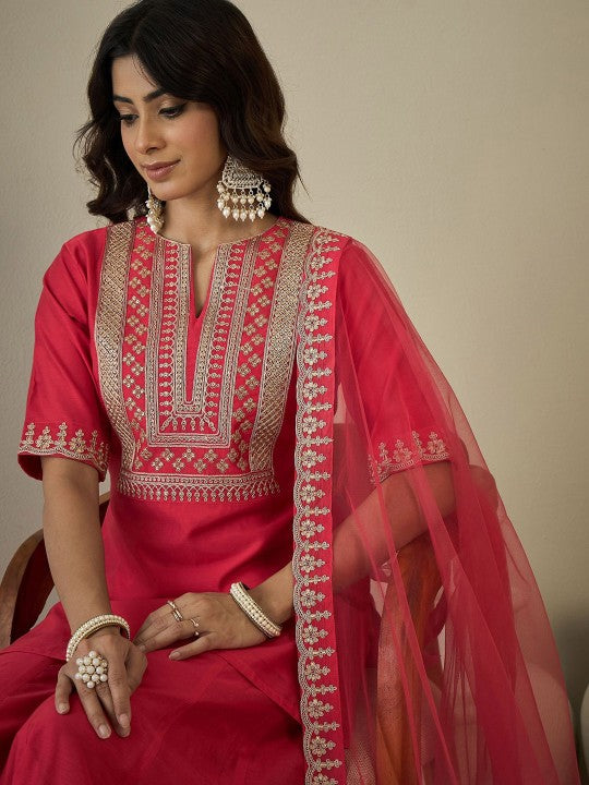 Inddus Ethnic Motifs Yoke Design Chanderi Cotton Kurta