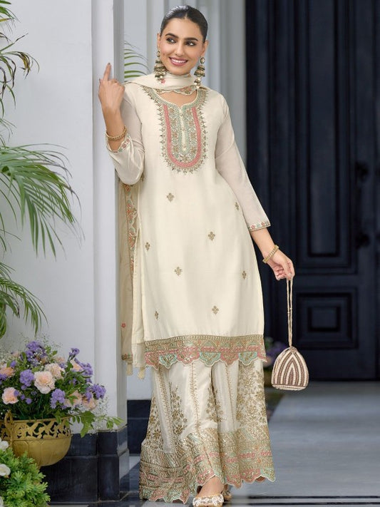 AUTUMN LANE Ethnic Motifs Embroidered Pure Cotton Straight Kurta