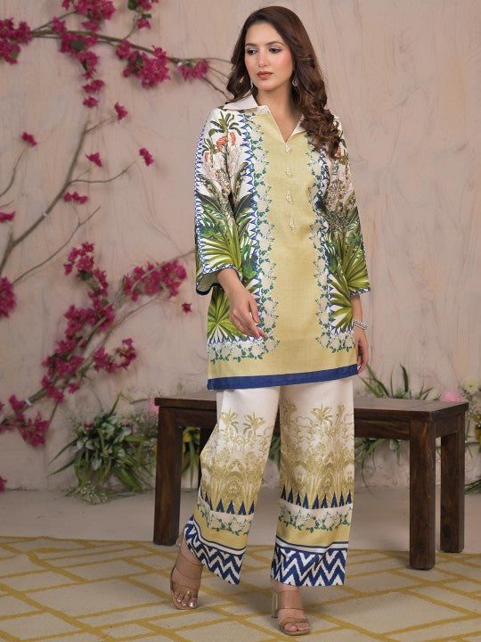 AUTUMN LANE Vastramaya Safari Printed Pure Cotton Tunic With Palazzo Co-Ords Set
