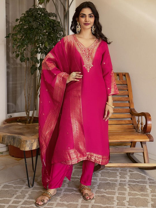 Anouk Women Ethnic Motifs Embroidered Regular Zardozi Kurta