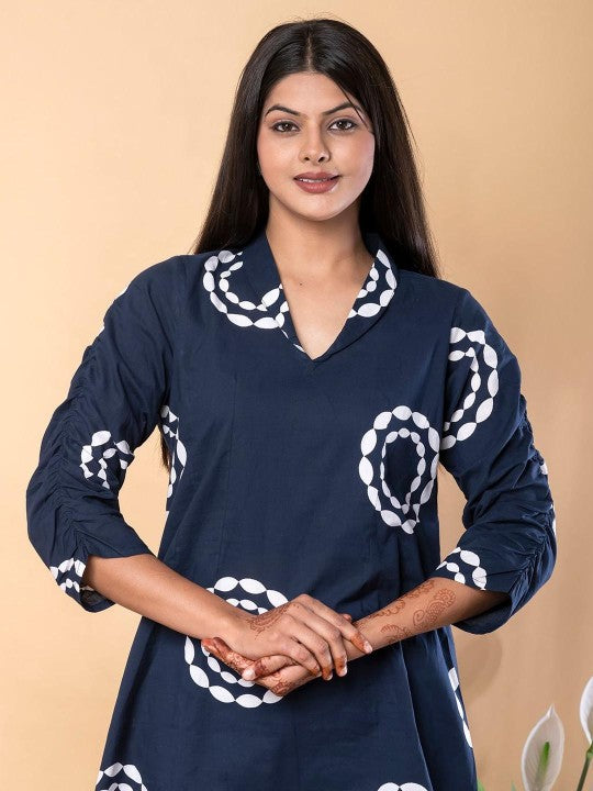 Printed Cotton V-Neck Tunic & PalazzosCo-ordsSet