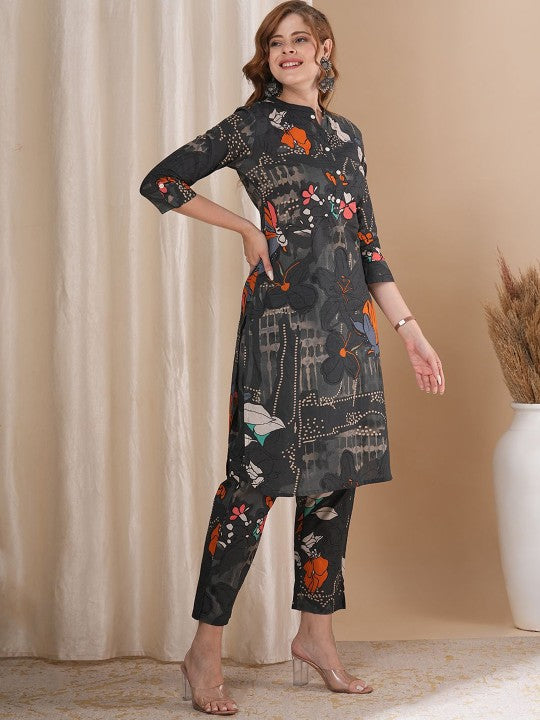 FASHOR Abstract Floral Printed Tunic & Trouser