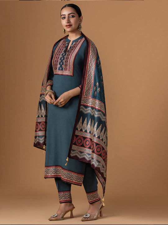 WOMEN PLUS Women Ethnic Motifs Printed Kurta with Trousers & Dupatta