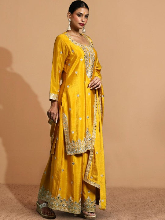 House of Pataudi Zari Embroidered Straight Kurta