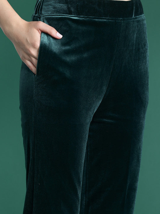 Cayman Woven Design Velvet Finish Pure Wool Kurta with Trousers & Dupatta