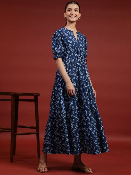 anayna Printed Cotton Fit & Flare Ethnic Dress