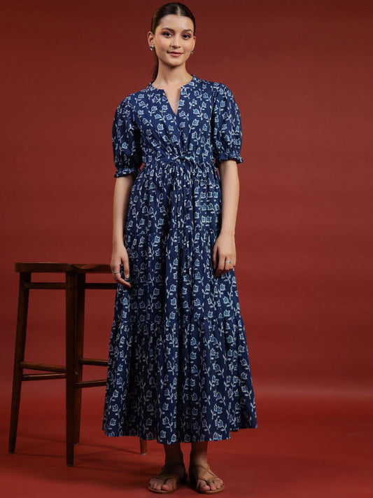 anayna Printed Cotton Fit & Flare Ethnic Dress