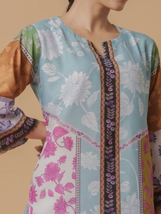 HOUSE OF KARI Printed Cotton V-Neck Tunic With Palazzo Co-Ords
