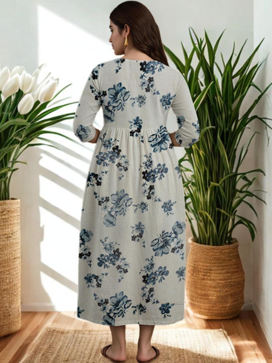 Vaidiki Women Maternity Floral Flared Ethnic Dress