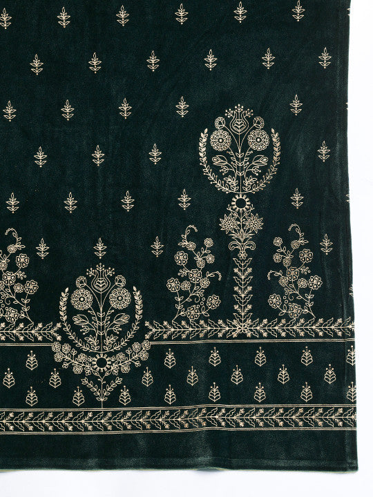 Cayman Woven Design Velvet Finish Pure Wool Kurta with Trousers & Dupatta