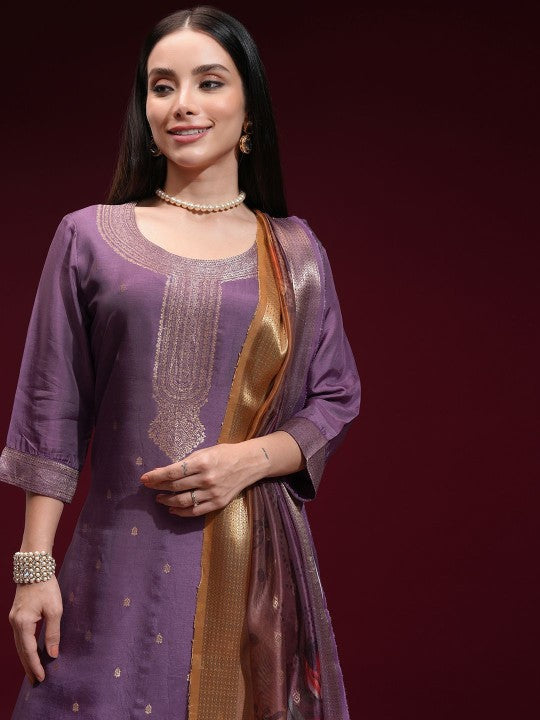 Vishudh Women Ethnic Motifs Regular Kurta With Trousers Dupatta