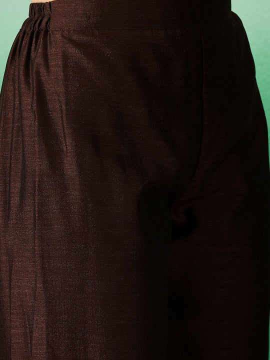 Floral Yoke Design Straight Sequinned Kurta