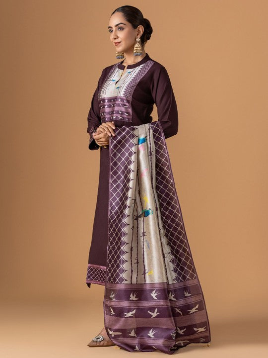 WOMEN PLUS Women Abstract Printed Kurta with Trousers & Dupatta