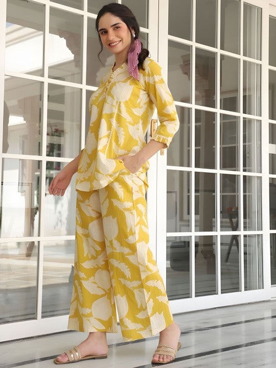 Jade & Julie Printed V-Neck Tunic With Trousers Co-Ords