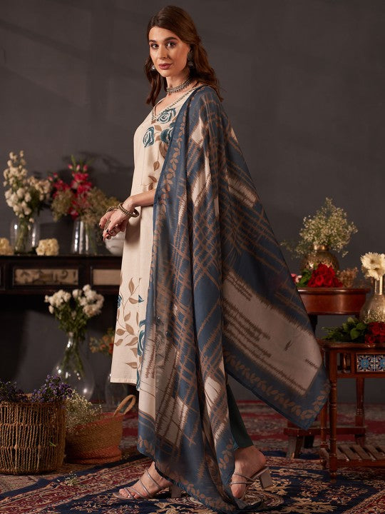Anouk Women Floral Printed Regular Thread Work Pure Cotton Kurta
