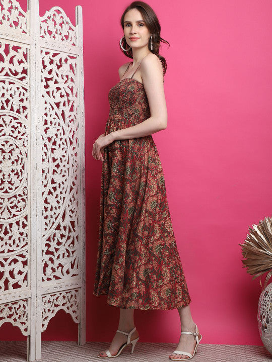 Aawari Ethnic Motif Fit & Flare Midi Dress